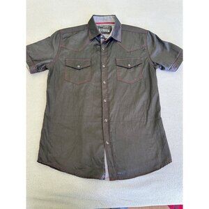 Outlander Shirt Mens Small Pearl Snap Western Short Sleeve Black Shiny